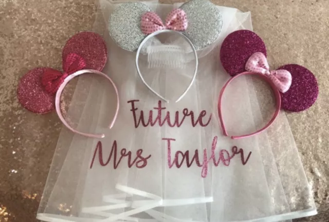 Personalised Minnie Mouse Disney Theme Headband Veil Hen Party