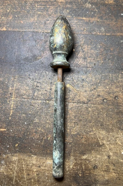 Antique Heavy Cast Brass Bronze Finial W/ Post Tool? Plumb Bob? Post? Fence? 8”