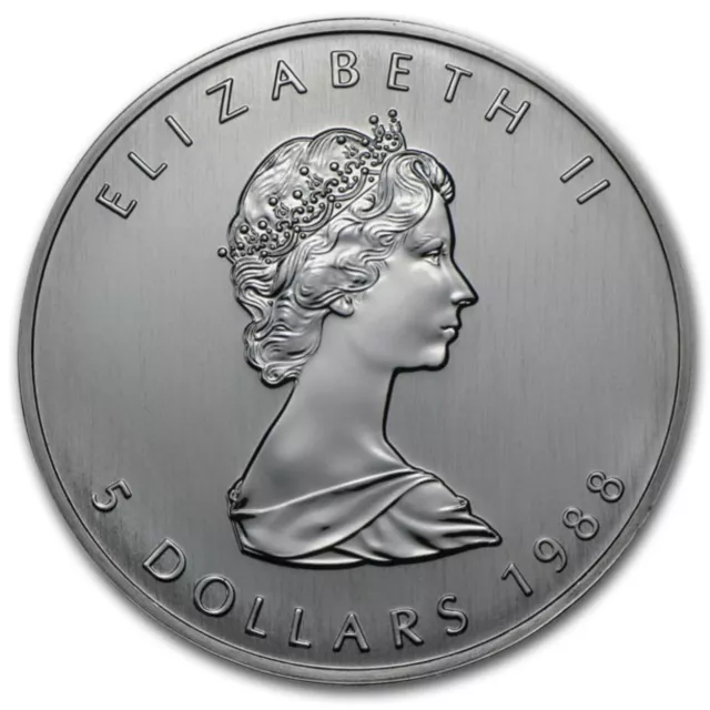 1988 $5 Canada Coin Pure Silver, Maple Leaf, 1 Oz Proof Uncirculated, RCM seal