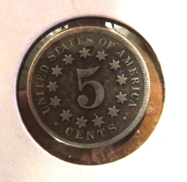 1869 US Shield Nickel 5c F details