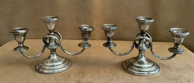 Pair Preisner Sterling Silver 747 Candelabra Candlestick twisted 3 arm weighted