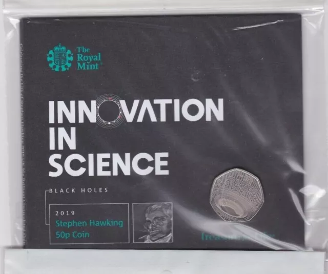 Sealed 2019 Stephen Hawking 50 Pence Coin In Royal Mint Card Pack In Mint