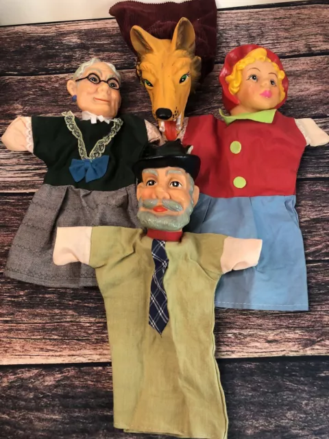 Vintage Mr Rogers Neighborhood Puppets red riding hood granny wolf and hunter