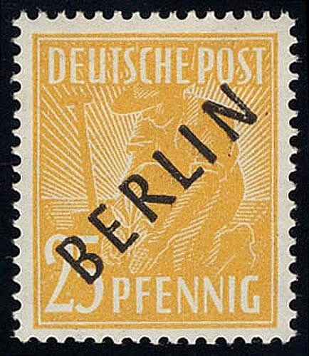10 Schwarzaufdruck 25 Pf ** geprüft