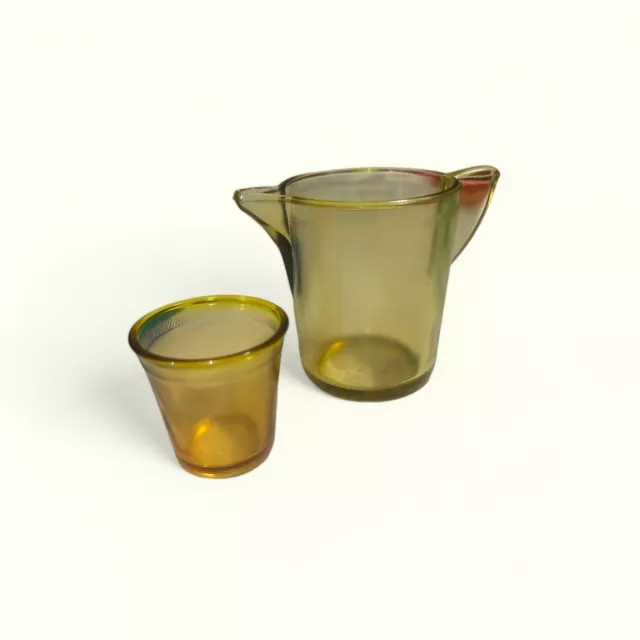 Akro Agate Glass Childs Water Pitcher And Cup