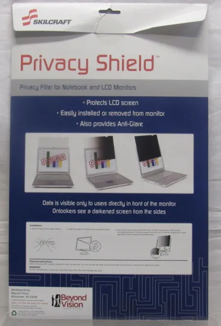 SKILCRAFT 7045-01-570-8897 Privacy Shield 3M filtre de confidentialité 24 pouces écran large noir 2