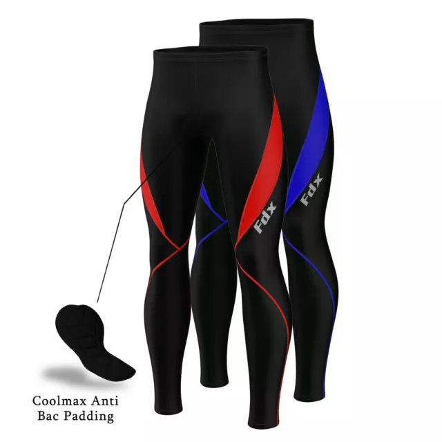 Fdx Viper Men's Padded Winter Cycling Tights Red & Blue