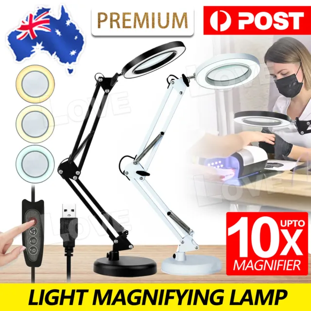 10X Magnifier Light Magnifying Lamp Desk Table Glass Salon Tattoo Light Dimming