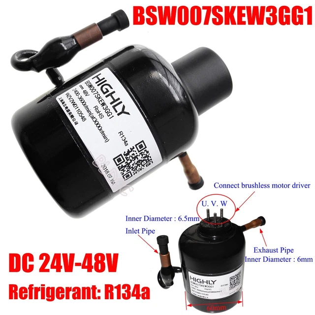 High Power 24V-48V Low Vibration Mini R134a Refrigeration Inverter DC Compressor