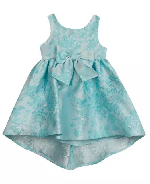 Rare Editions Little Girl's Lurex Floral Brocade Dress Aqua Blue Size 5 NWOT