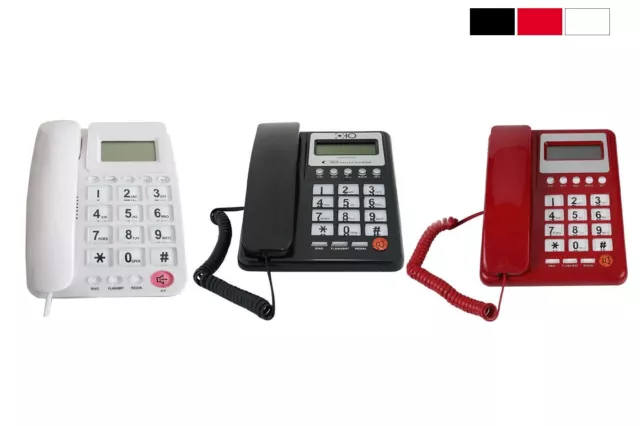 Telefono fisso con tasti grandi da tavolo display funzione calcolatrice casa