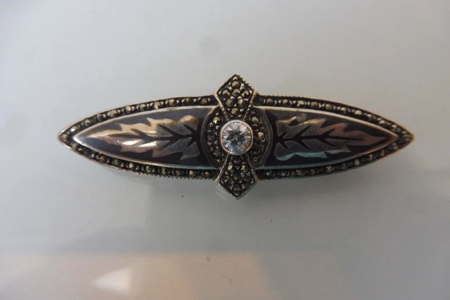 Broche Ancienne XIXe En Métal Doré Avec émail Bressan Bleu - Très Bon état - Vintage