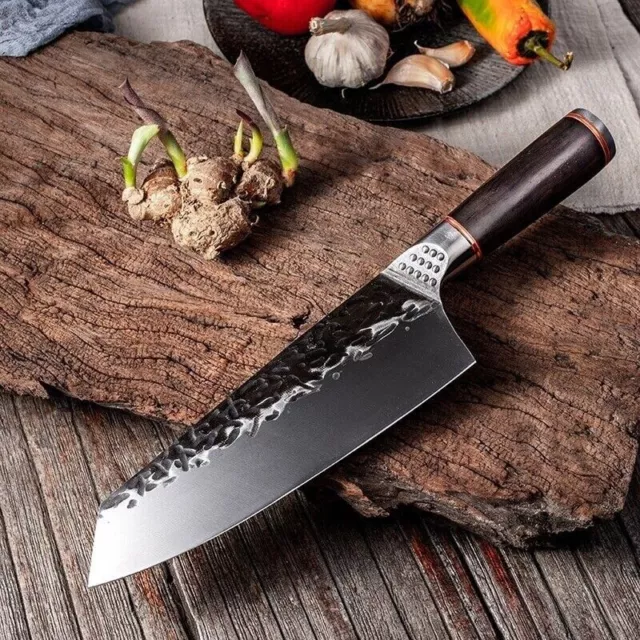 Cuchillo de cocina de chef japonés, carnicero de acero forjado hecho a mano