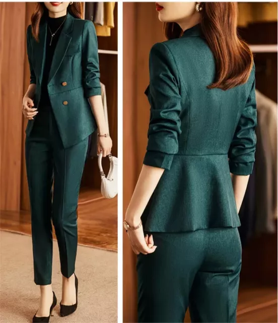 Tailleur Completo Outfit Set Donna Outfit Ufficio Giacca Blazer Verde 38834