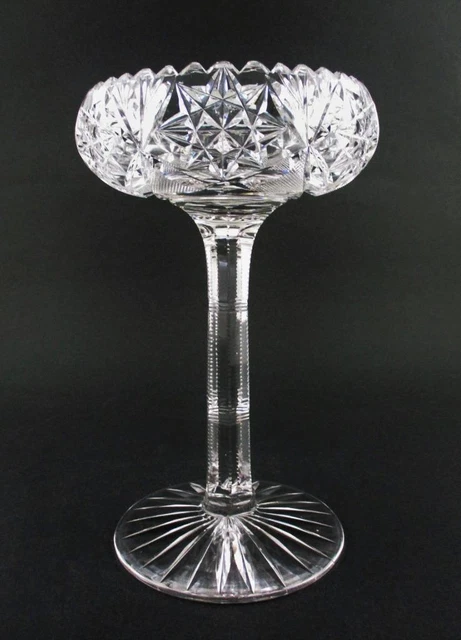 COMPOTE  -  9" tall x 5.75"w - Antique 'ABP' American BRILLIANT Period Cut Glass