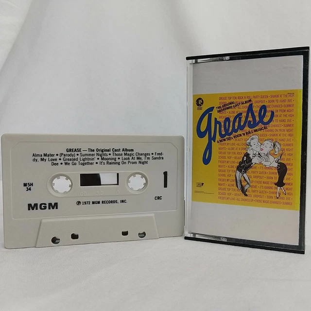 GREASE THE ORIGINAL Broadway Cast Album Cassette Tape M5H 34 5.00