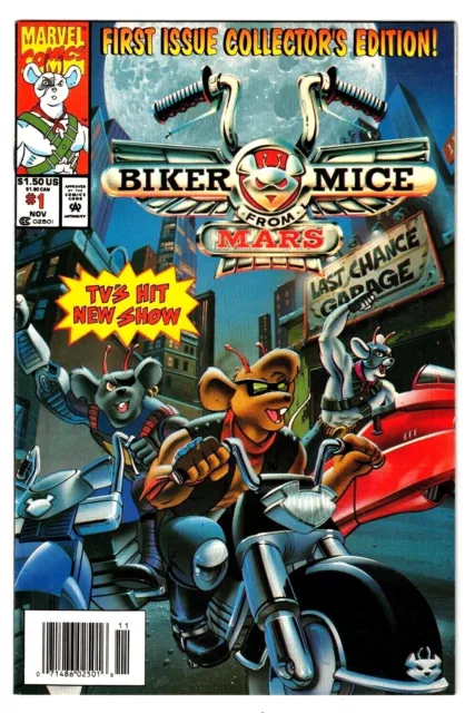 BIKER MICE FROM MARS #1 (VF+) Animated TV Series! Newsstand HTF! Marvel 1993