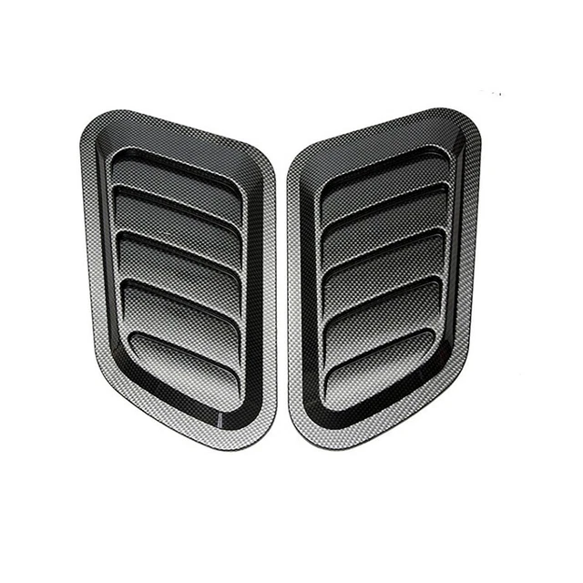 2× Car Carbon Fiber Look Decorative Air Flow Intake Scoop Bonnet Vent Cover Hood