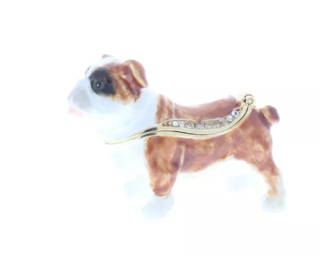 Jeweled Small Bull Dog Austrian Crystal Ciel Hinged Collectible Trinket Box