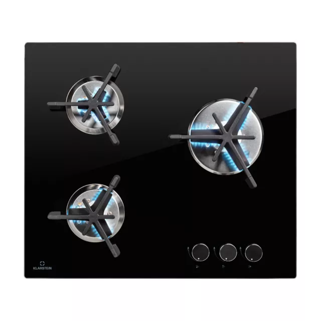 Gas Hob 60 cm 3 Burner Hot Plate Glass Ceramic Gas Cooker Gas Burner Hob Black