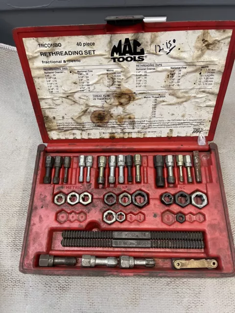 MAC Tools Rethreading Tap And Die Set TRCOMBO-40 Piece SAE & Metric INCOMPLETE