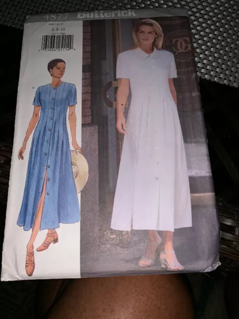 Butterick 4877 Misses' Dress Sewing Pattern / Button Front /size 6-8-10