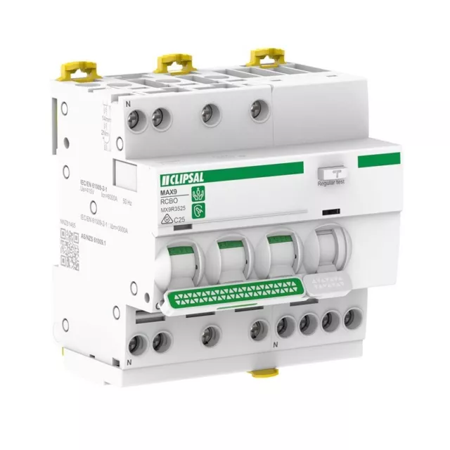 Clipsal by Schneider Electric  Clipsal MX9R3525 | 25A MAX9 RCBO 3PN C | 30mA Typ