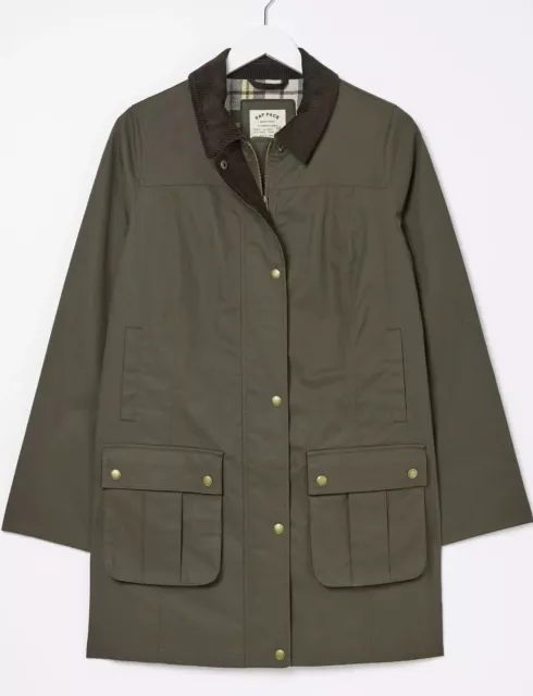 Fat Face Hampshire Dry Wax Swing Coat Size 16 In Khaki Green