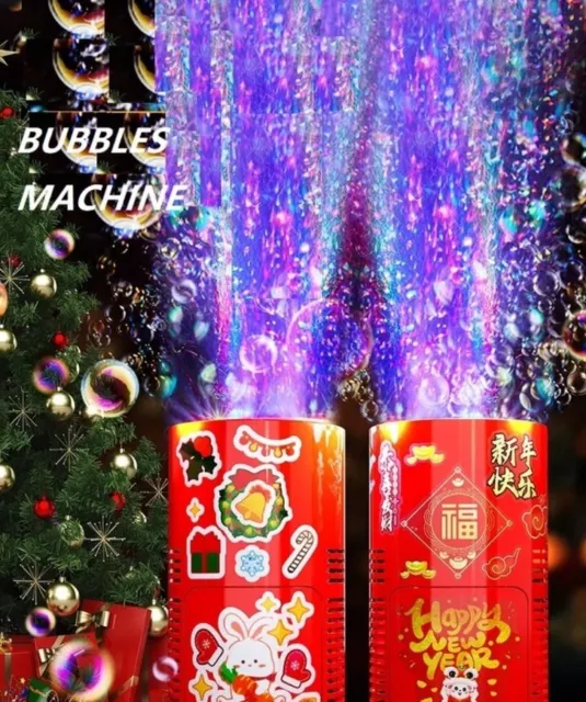 Fireworks Bubble Machine 20 Holes Automatic Bubble Blowing Toy with Light AU