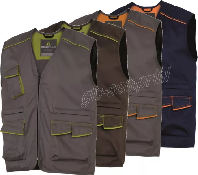 Gilet Deltaplus M6Gil Panostyle Multitasche Da Lavoro Grigio Blu Marrone