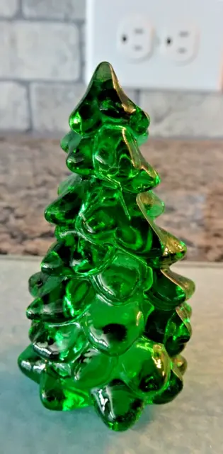 2.75" Small Hunter Green Christmas Tree Figurine Mosser Glass USA