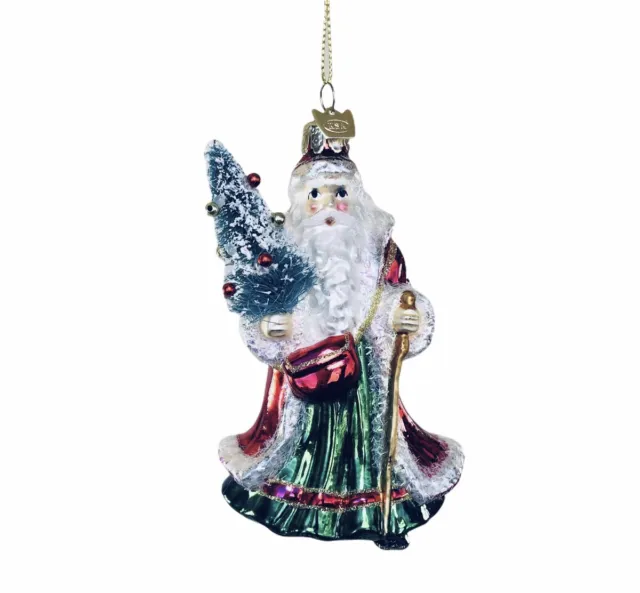 Kurt Adler Noble Gems Santa Glass Ornament Gifts Christmas Tree New Red Green