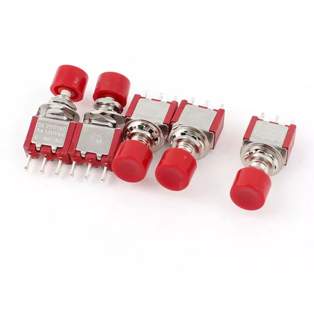 5Pcs AC 250V 2A / 120V 5A NO/NC SPDT Momentary Push Button Switch