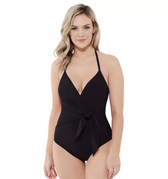 Womens Apt 9 Knot Front Surplice One-Piece Swimsuit Tie-Back Neckline Sz XXL $50