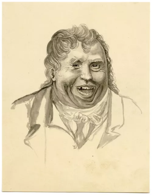 A Laughing Man – Original early 19th-century watercolour painting 2