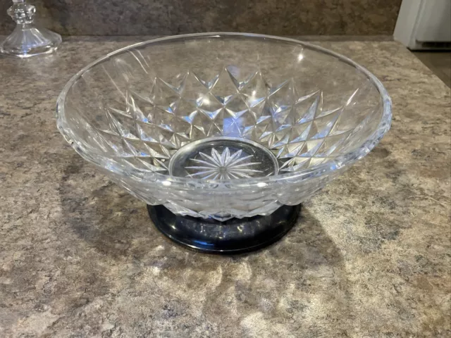 Val St. Lambert Crystal Glass Silverplate Bowl / Dish "Italy" - 10" Signed