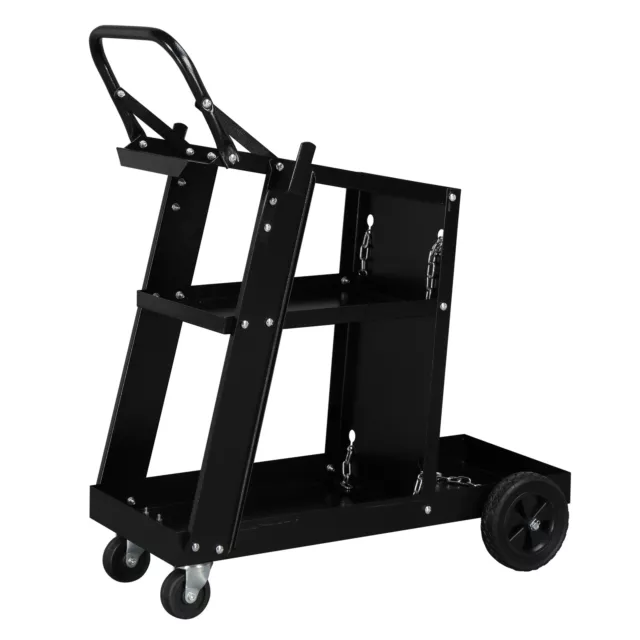 Black Welder Welding Cart Plasma Cutter MIG TIG ARC Storage Tanks with Wheels