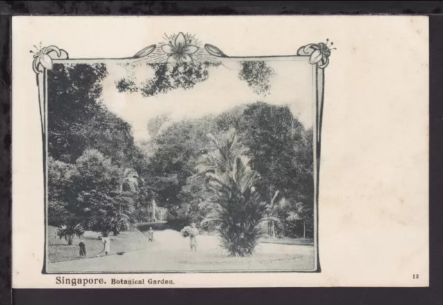 SINGAPORE BOTANICAL GARDENS c1900 EARLY FRAME STRAITS SETTLEMENTS POSTCARD