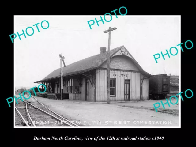 OLD 6 X 4 HISTORIC PHOTO OF DURHAM NORTH CAROLINA 12st ST RAILROAD DEPOT c1940