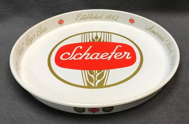 SCHAEFER 12" BEER TIN METAL TRAY "America's Oldest Lager Beer" Established 1842