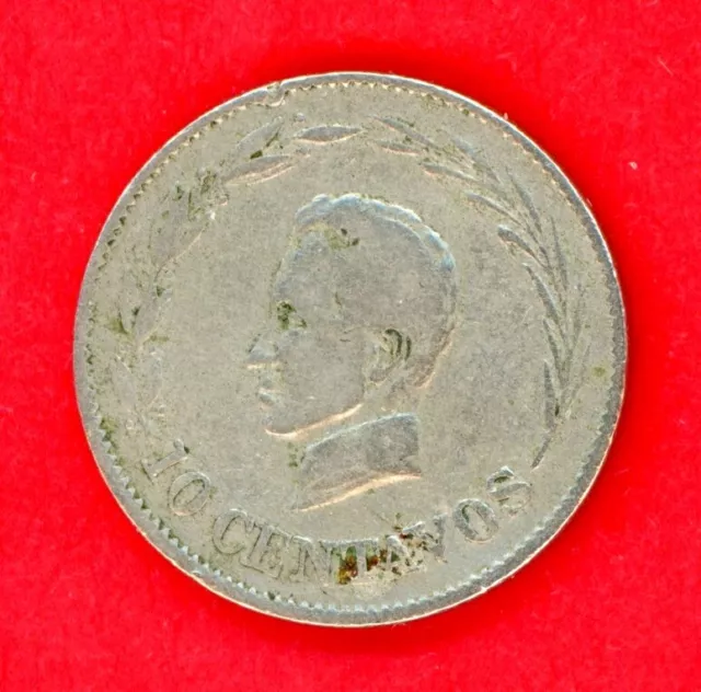 Ecuador  10  Centavos  1924 H Km # 66 Fine.