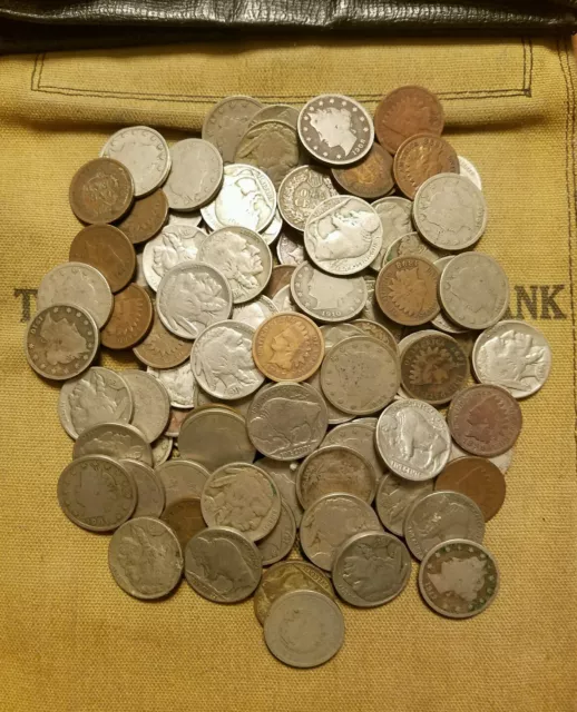 Ancien lot de pièces de monnaie américaines 3 de chaque Buffalo V Liberty nickels penny indien