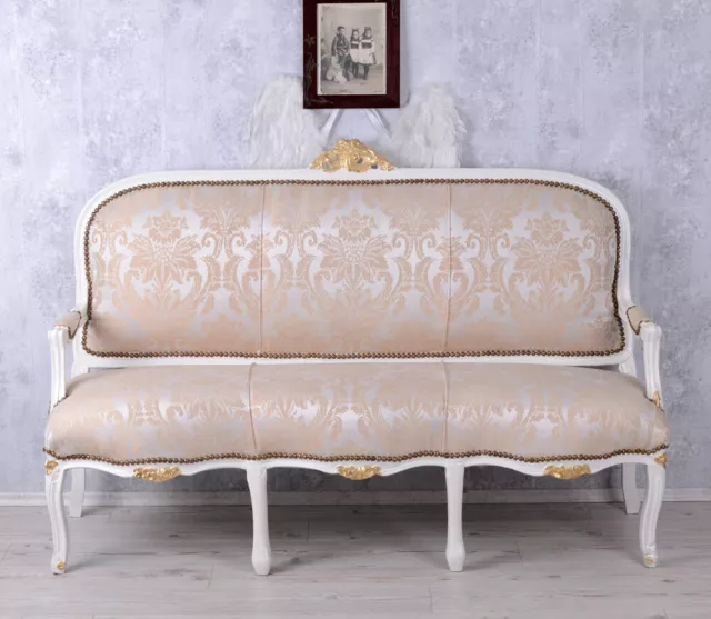 Barock Sofa Salonsofa Weiss Sitzbank Barock Prunk Rokoko Recamiere Couch