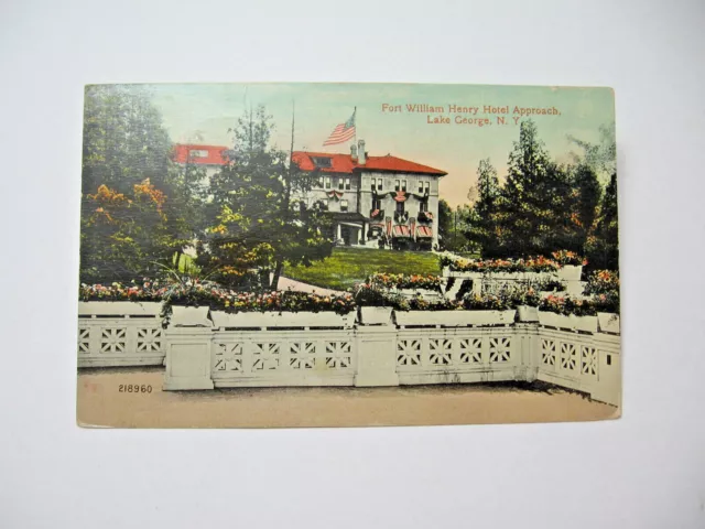 1915 Fort William Henry Hotel Approach, Lake George, N.Y. Postcard