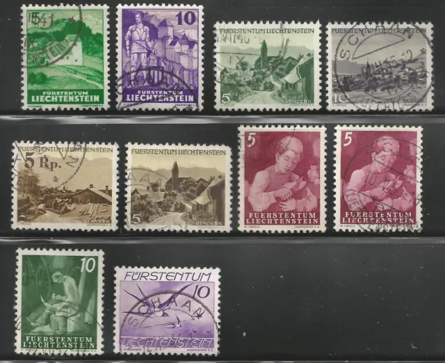 LIECHTENSTEIN - 1937-51 - Lot of 10 stamps - Scott no. 137 to C17 - used