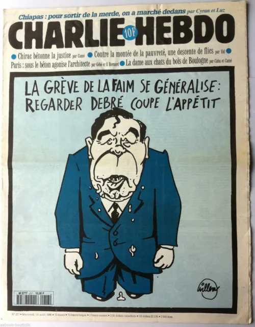 Charlie hebdo n°217 du 14/08/1996: "La grève de la faim se généralise"
