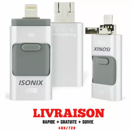 ISONIX Clé USB iPhone OTG i-Flash 64 Go Stockage Memory Pour iPhone 6/7/8/X