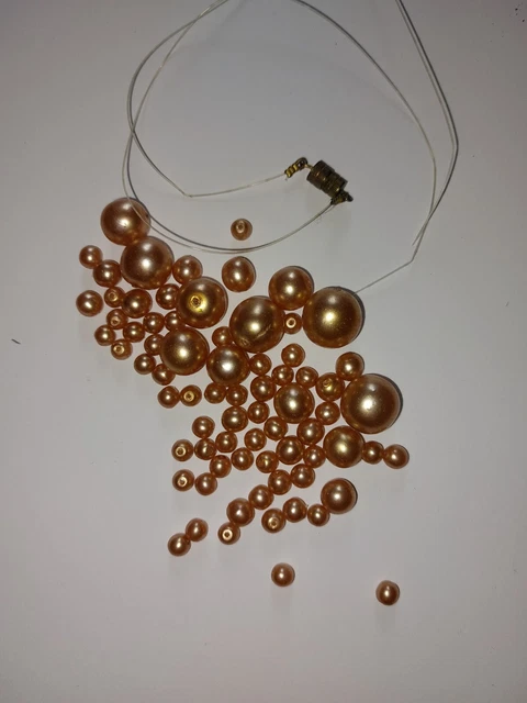 Collier Sautoir Ancien Perles De Venise Et Murano Tons De Rose - Longueur 75 Cm, Fermoir à Vis Laiton - Bijou Vintage Occasion