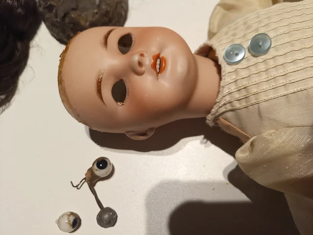 Ancienne Poupée Française Tête Porcelaine Bouche Ouverte Corps Composite - Collection