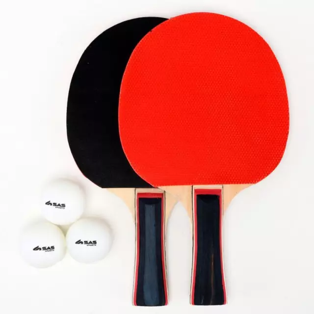 3-Ball Table Tennis Bat Set Ping Pong Racket Paddle Pair Indoor Sport Game Set